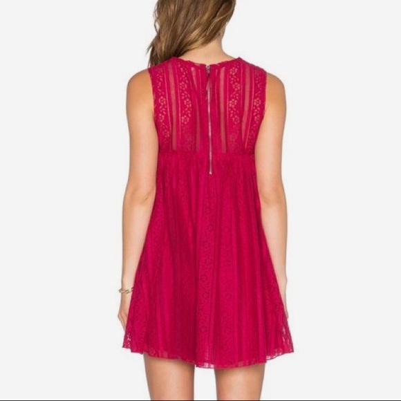 Free People Tu Es La eyelet dress- Ruby Red - Picture 2 of 8